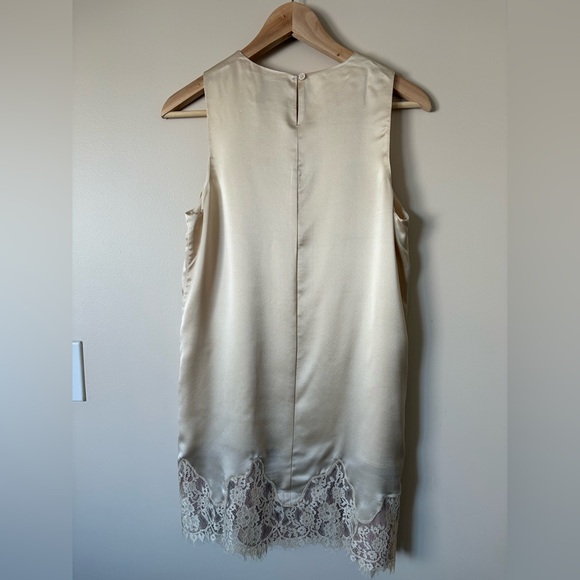 NEW Reformation Jessalyn Lace Silk Crew Neck Mini Dress Almond Ivory | size S - Picture 7 of 12